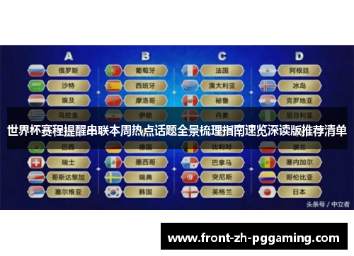 世界杯赛程提醒串联本周热点话题全景梳理指南速览深读版推荐清单 世界杯赛程提醒串联本周热点话题全景梳理指南速览深读版推荐清单